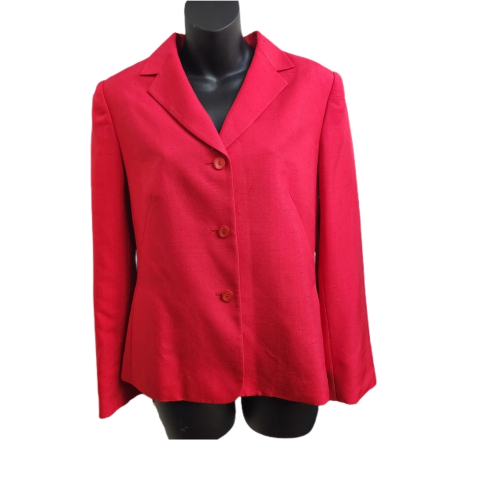 KASPER A.S.L. RED 100% SILK SKIRT SUIT SIZE 10 BRAND NEW WITH TAGS - Picture 8 of 11